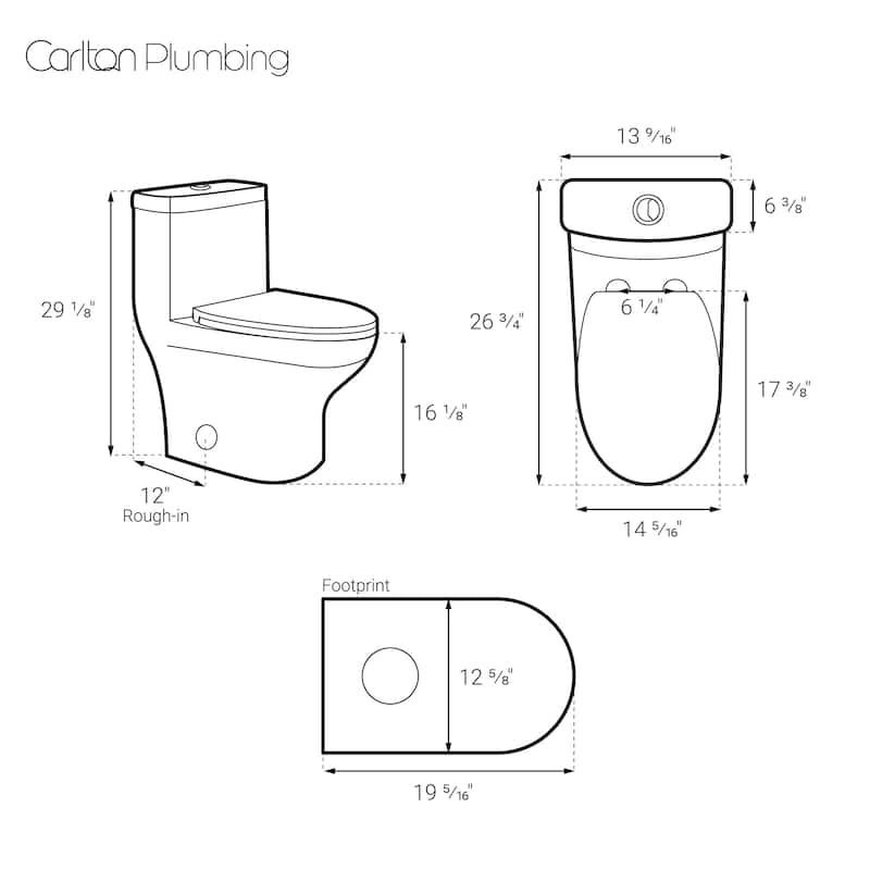 Metz One-Piece Elongated Toilet Dual Vortex Flush 1.1/1.6 Gpf - 26.75" x 14.06" 29.13"