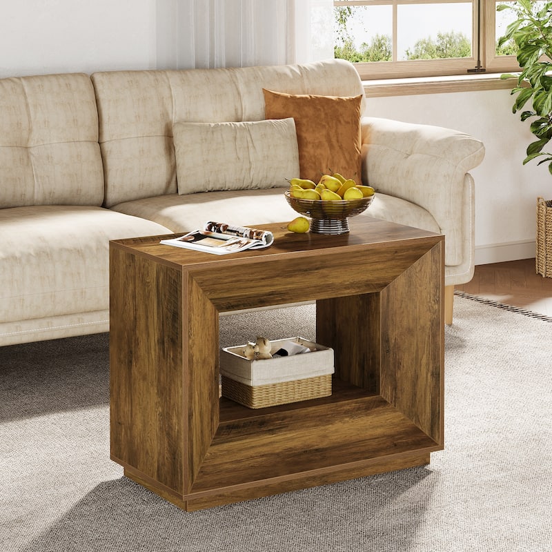 2-Tier Large Side Table - Brown
