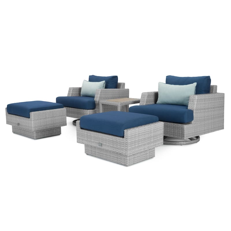 Portofino Comfort 17 Piece Sunbrella Outdoor Patio Motion Seating & Dining Set With Fire Table