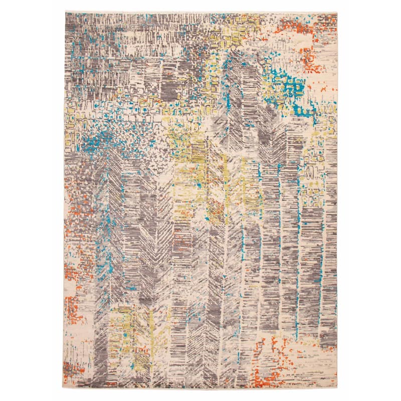 ECARPETGALLERY Hand-knotted Mystique Dark Grey, Ivory Wool Rug - 10' x 13' 9" - Dark Grey/ Ivory - 10' x 13' 9"