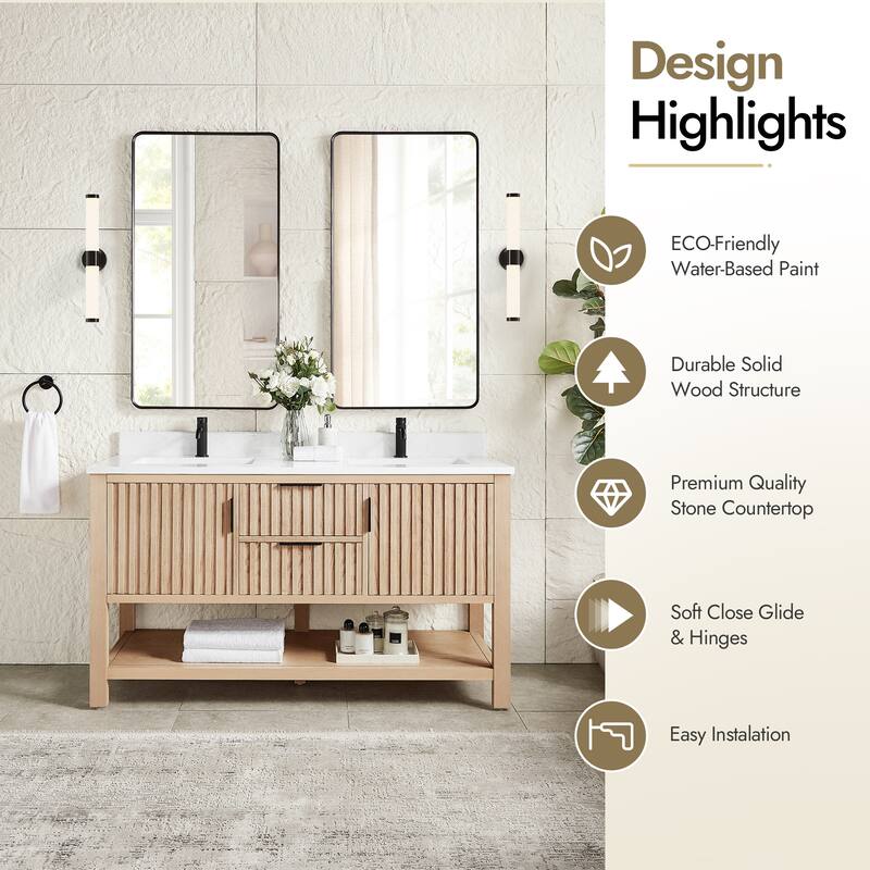 Tehran Bath Vanity with Composite Stone Top without Mirror
