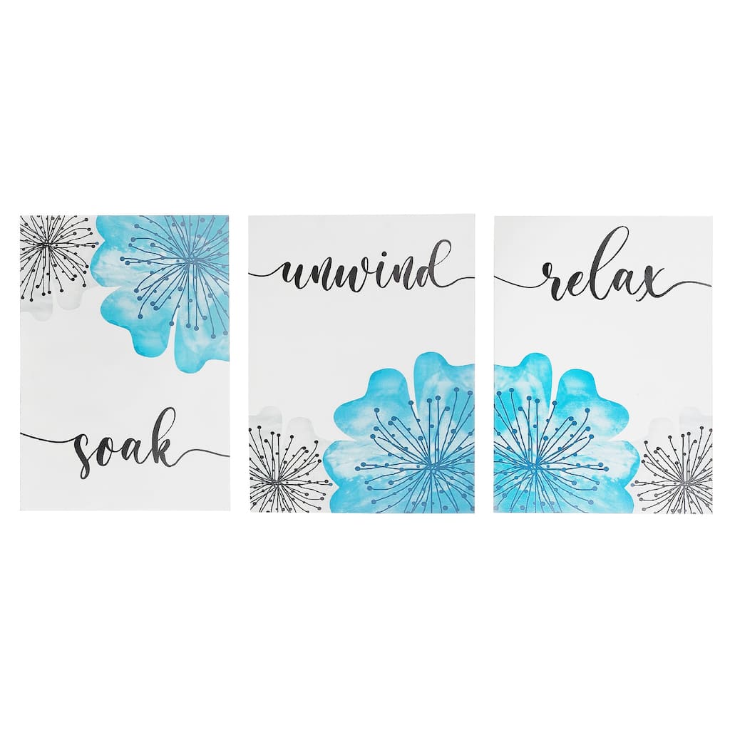 MDF Wall Sign Relax Soak Unwind - Set of 3