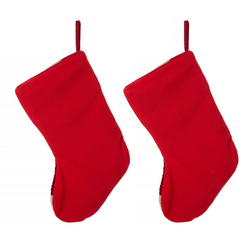Glitzhome Christmas Hooked Stocking Cat Dog Fox Reindeer Dinosaur(Set of 2)
