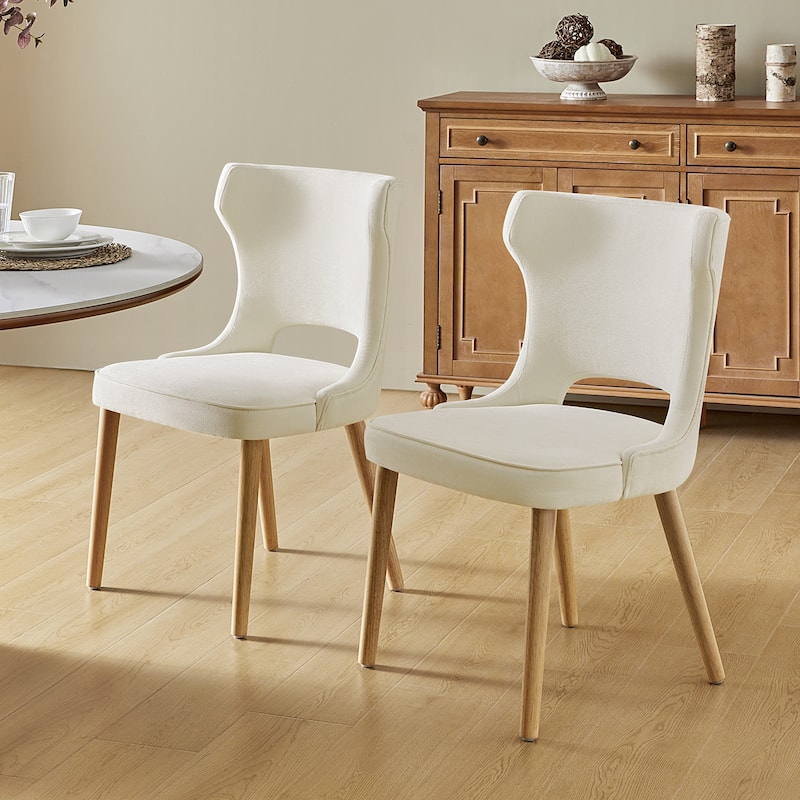Rita Mid-century Modern Dining Chair with Solid Wood Legs Set of 2 by HULALA HOME
