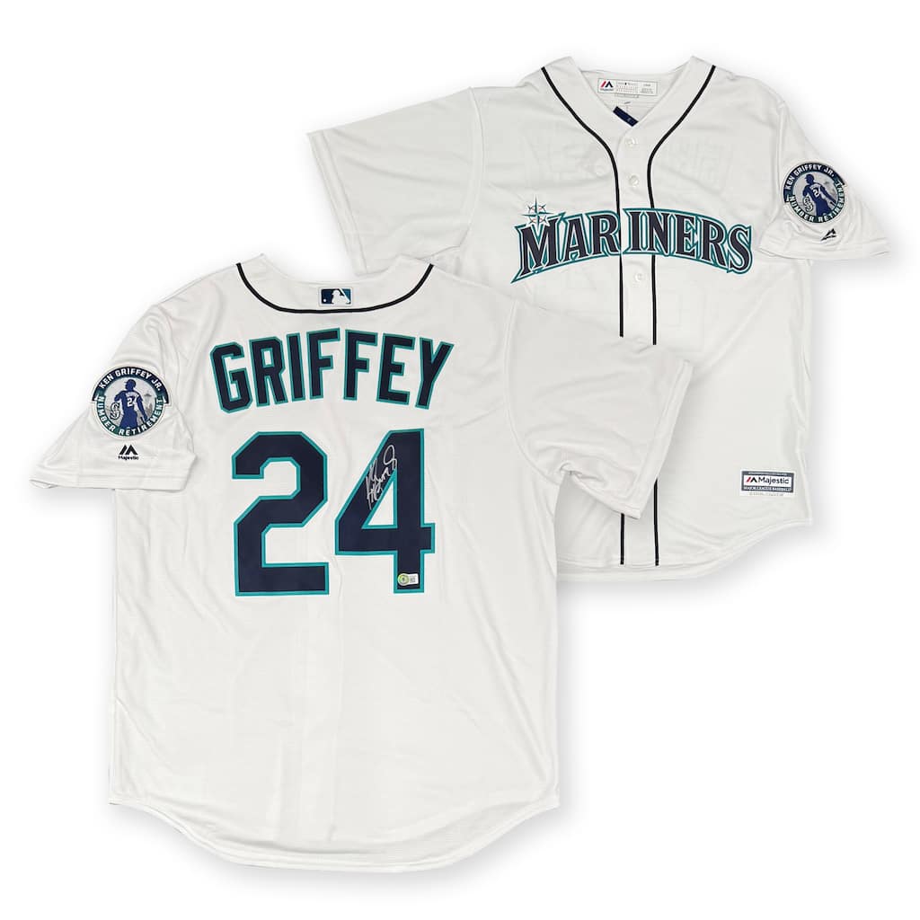 Ken Griffey Jr Autographed Seattle Mariners Signed Majestic Retirement Baseball Jersey Beckett COA - 8' x 11'
