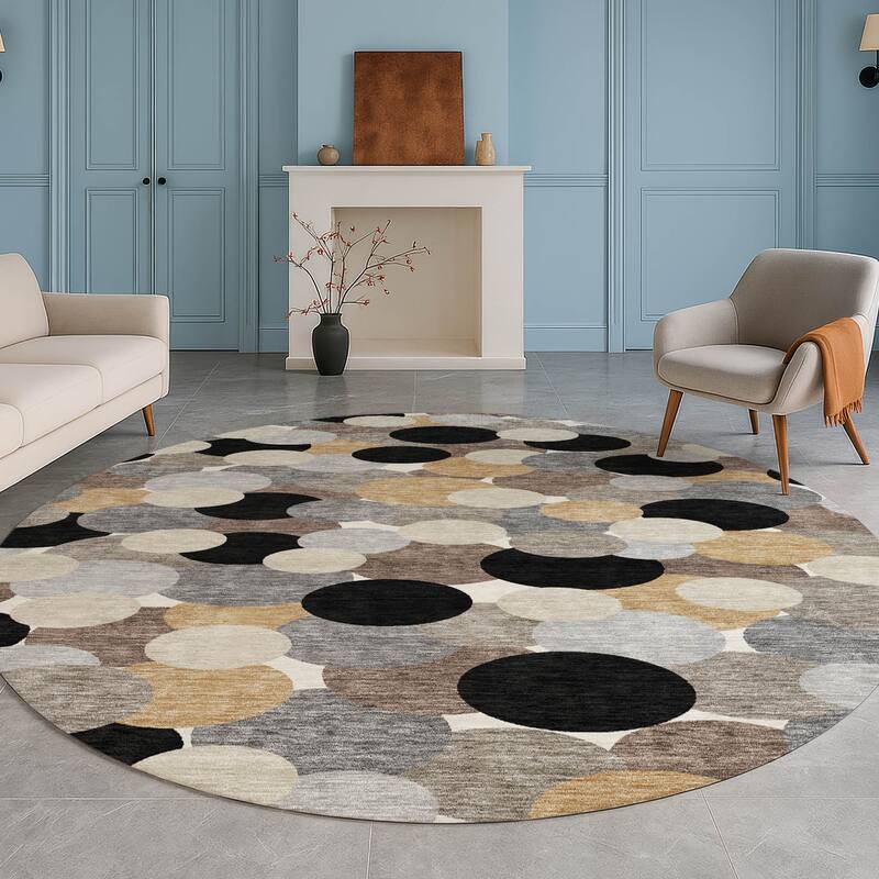 Machine Washable Indoor/ Outdoor Mucho Bubbles Chantille Rug
