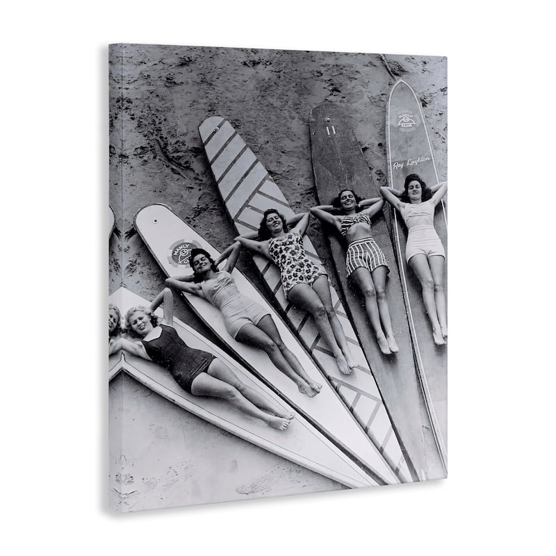 Stupell Vintage Women on Surfboards Canvas Wall Art Design By Arlington Prints