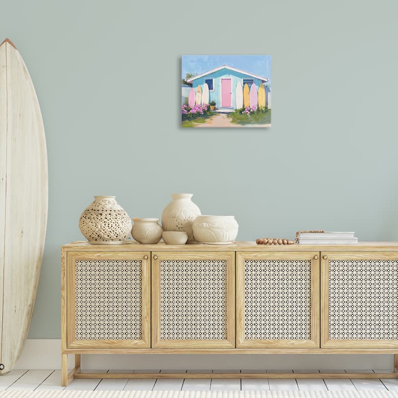 Stupell Cabin with Pastel Surfboards Canvas Wall Art Design By Arlington Prints