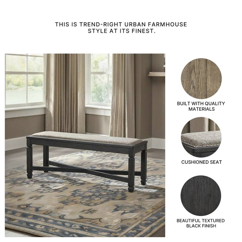 Signature Design By Ashley Tyler Creek Upholstered Dining Bench - Black/Grayish Brown