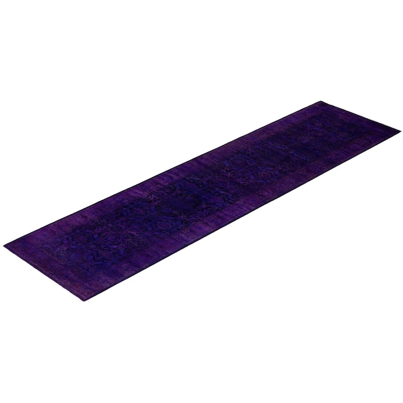 Overdyed One-of-a-Kind Hand-Knotted Runner Rug - Purple - 2' 6" x 10' 3"