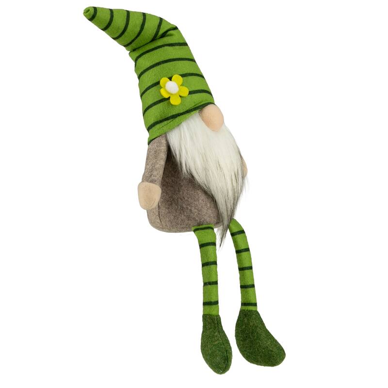 Striped Gnome with Crossed Legs - 16" - Green