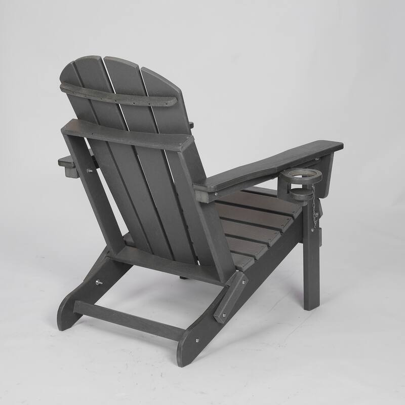 HDPE Folding Adirondack Chair with Dual Cup Holder - Composite Adirondack Chair with Wood Texture
