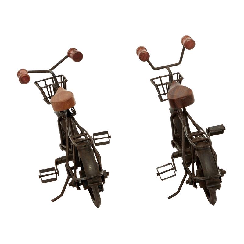 Metal Bike Sculpture with Wood Accents - Set of 2 Black - Roche River Decor - Black or Gold