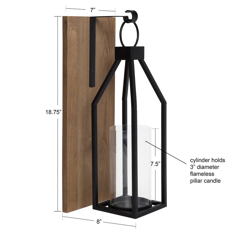 Kate and Laurel Oakly Wood and Metal Wall Sconce Candle Holder - 7x19