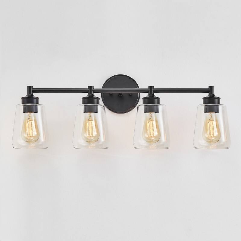 KAWOTI 4-Light Dimmable Bathroom Vanity Light with Glass Shade