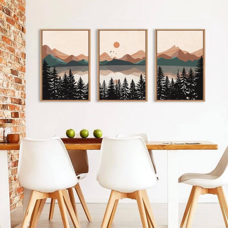 Lake Pines Tree Sunset Nature Landscape Art Print
