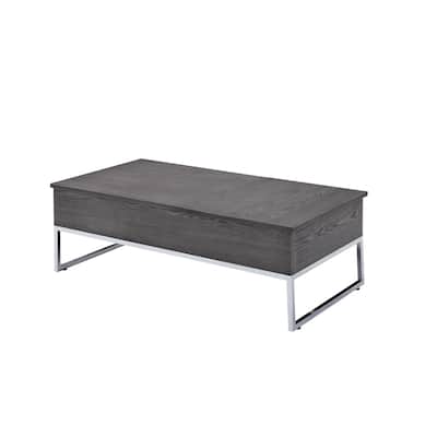 47-inch Lift Top Coffee Table with Storage and Chrome Base - 47” x 24” x 26”