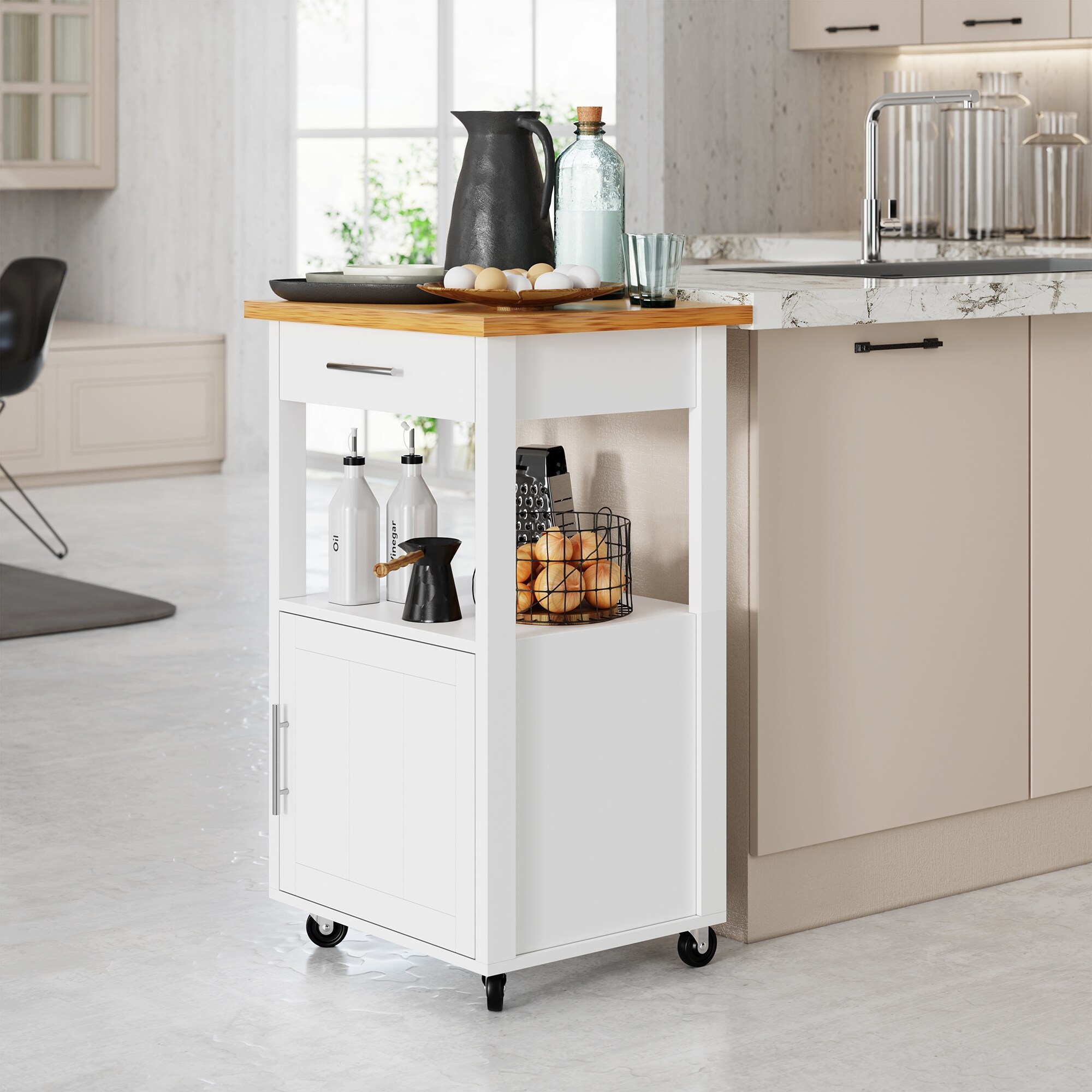 Futzca Kitchen Island Cart with Storage,Rolling Kitchen