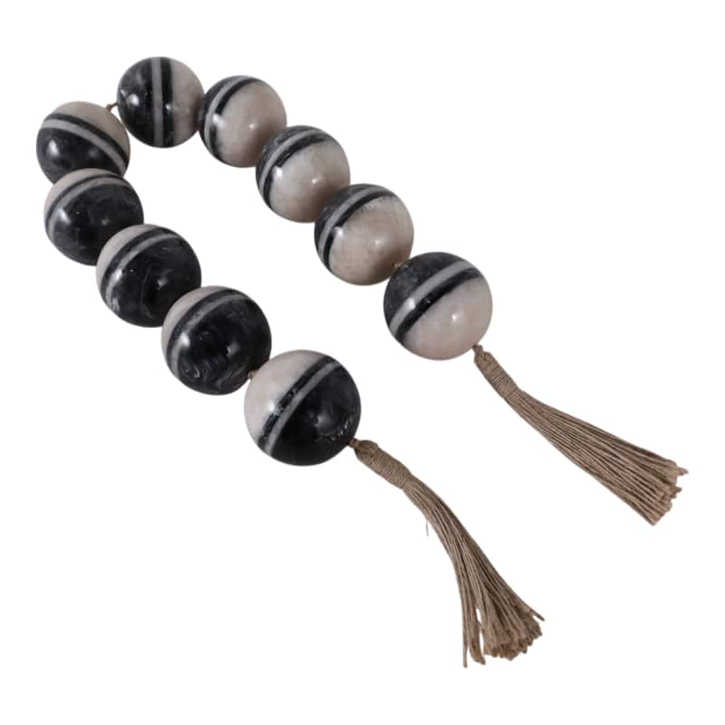 Decorative Bead Strand with Resin Spheres and Woven Jute Tassels - 46" x 3" x 3"