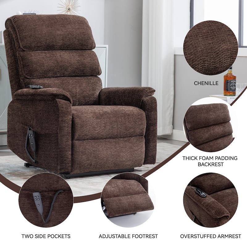 Power Lift Recliner Chair,Dual Infinite Position, Heat Massage, Remote