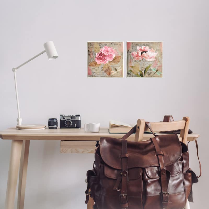 Stupell Vintage Collage French Florals Wall Plaque Art Design By Sasha (Set of 2)