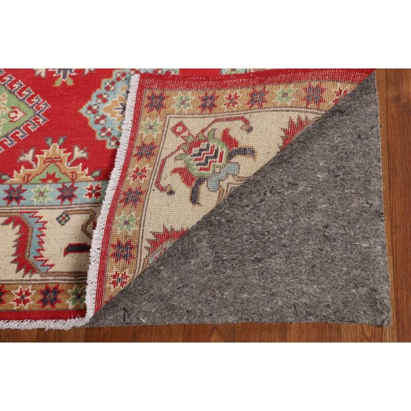 Kazak Oriental Rug Hand-Knotted Bedroom Red Wool Carpet - 5'0" x 6'7"