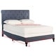 preview thumbnail 7 of 5, SAFAVIEH Hathaway Navy Linen Upholstered Tufted Rolled Back Bed (Queen)