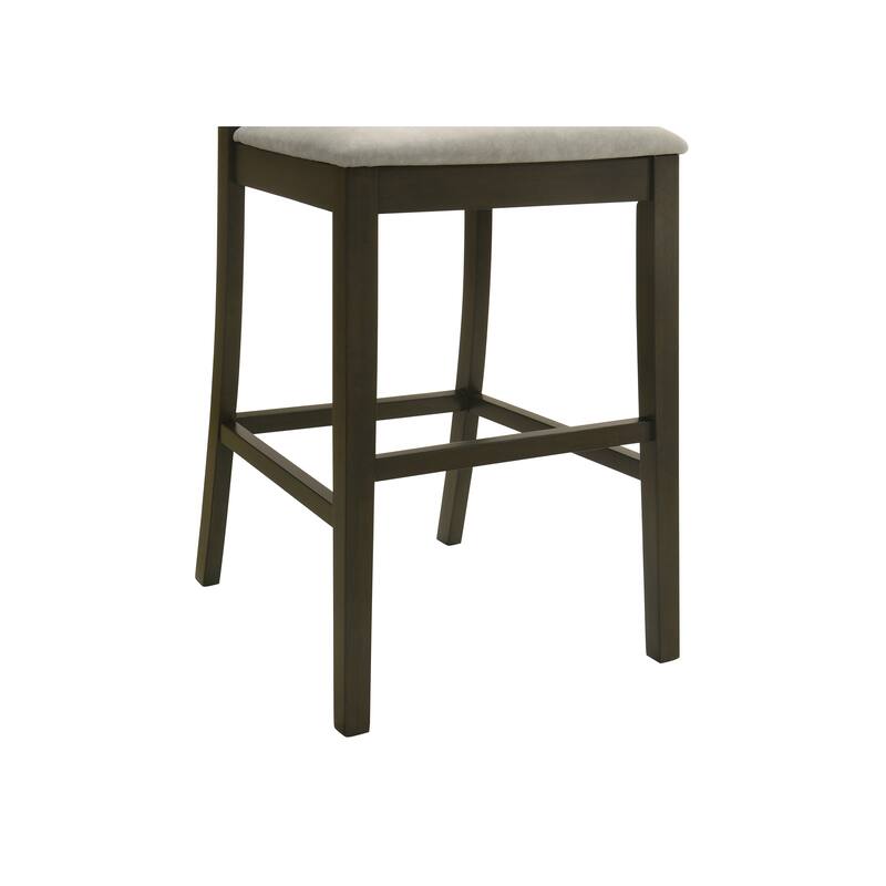 Nolan 26 in. Dark Roast Counter Height Rubberwood Barstool with Grey Fabric Seat - Set of 2