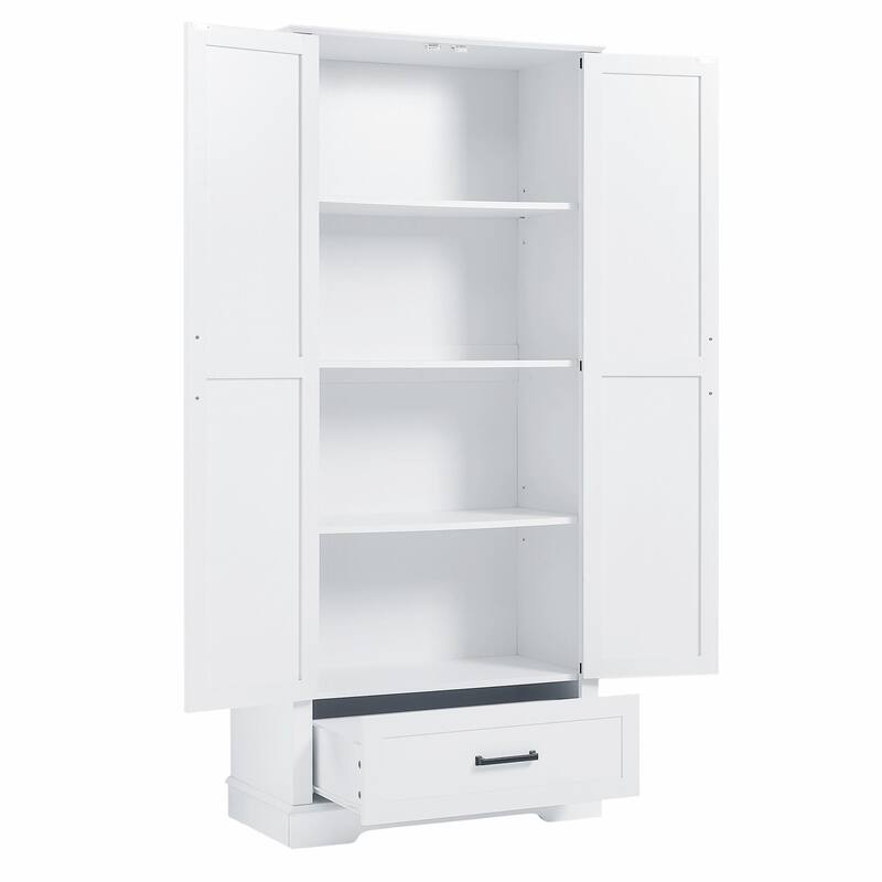 Tall Bathroom Storage Cabinet with Two Doors, One Drawer