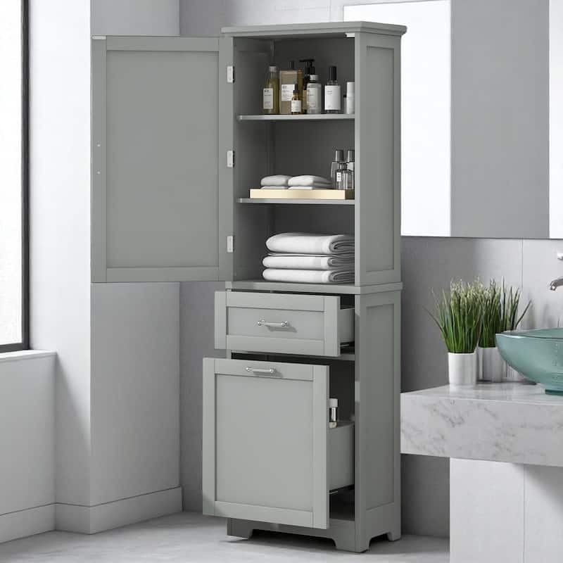 Freestanding Bathroom Cabinet with 2 Drawers, Adjustable Shelf & Door, Waterproof Painted MDF Storage Unit