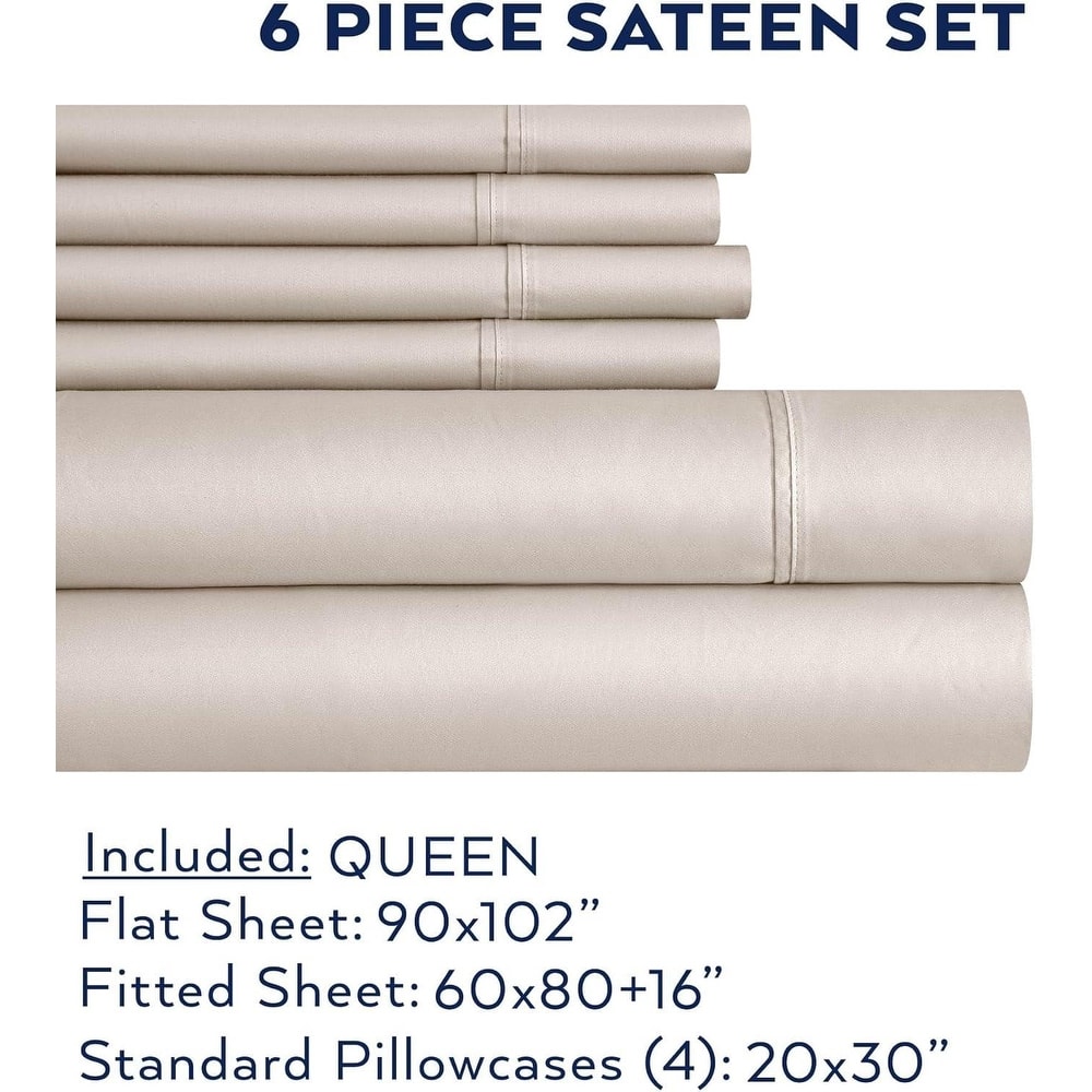 Thomasville 1500 Thread Count Beige Piece Premium Cotton Rich Sateen Sheet Set