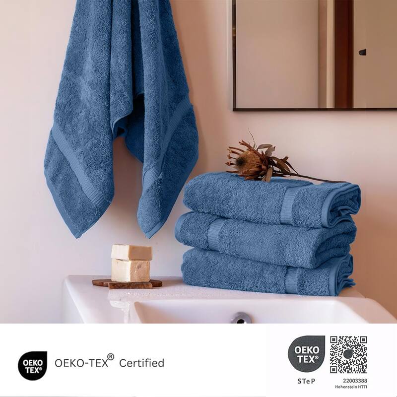 Salbakos Cotton Bath Towels Turkish Cotton Soft Absorbent Set of 4 - 27x54