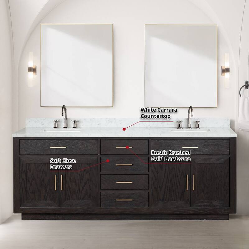 Lexora Abbey Bath Vanity and Carrara Marble Top