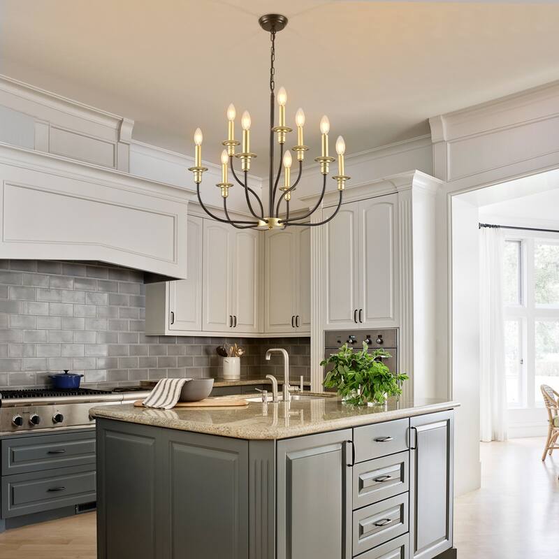 9-Light Candlestick Farmhouse Chandelier for Bedroom Living Room Staircase