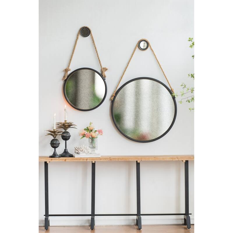 29.5" in On-trend Hanging Round Mirror with Black Framed