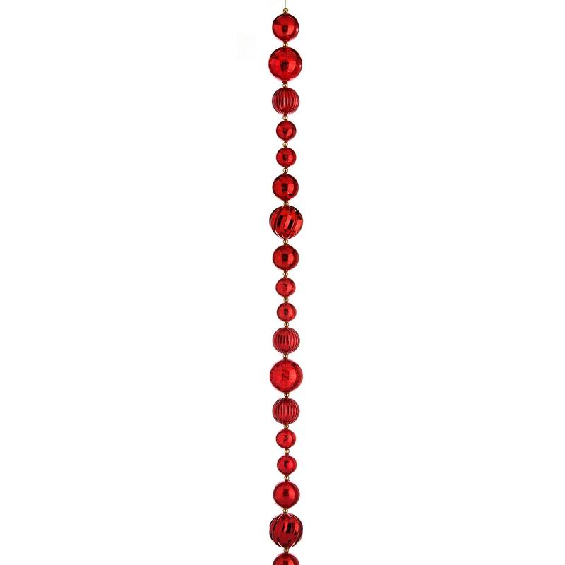 60" Mercury Ball Ornament Garland, Shatterproof - Red