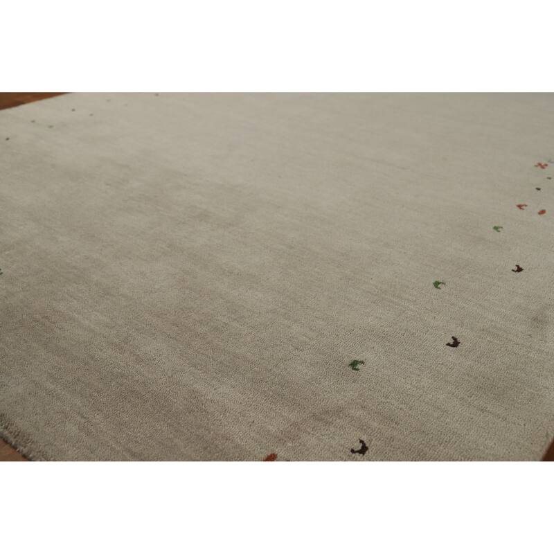 Hand Knotted Oriental 100% Wool Carpet Tribal Tribal Beige & Ivories Gabbeh Area Rug - 7' 8'' X 5' 5''