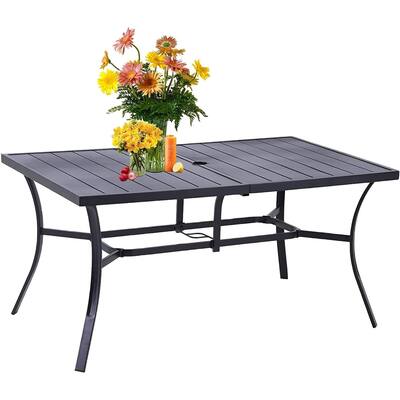 SUNCROWN 60"x37" Patio Outdoor Metal Steel Dining Bistro Table - 60"x37"