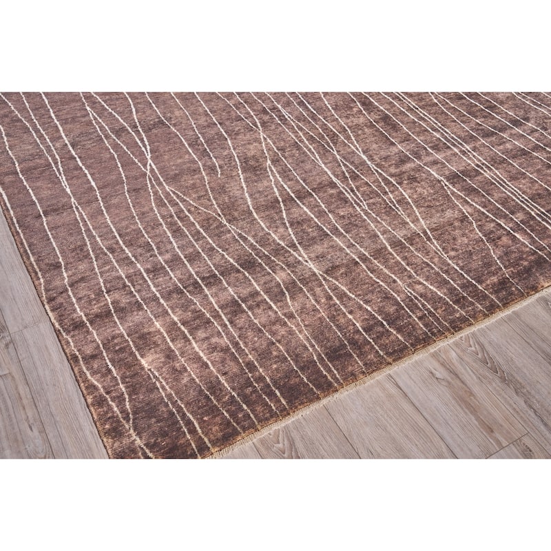 EXQUISITE RUGS ONE-OF-A-KIND Metro Collection Hand Knotted Brown Rug - 9'x12'