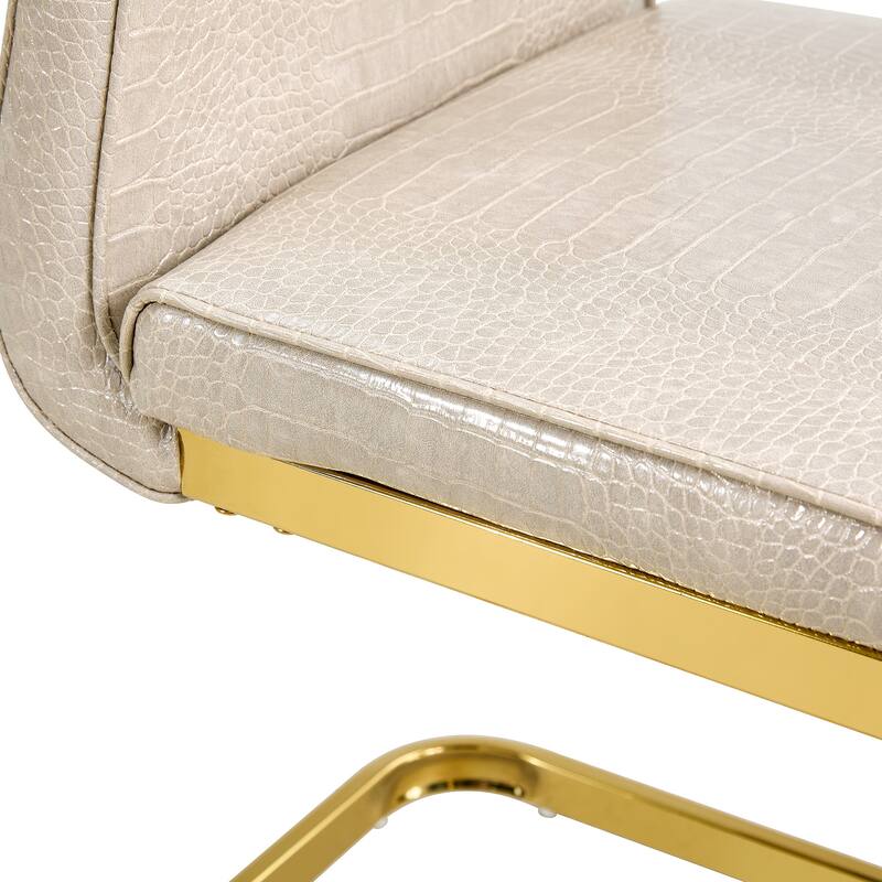 Retro Alligator-Embossed Faux Leather Dining Chairs with Crystal Buckle, Accent Upholstered Kitchen Chairs