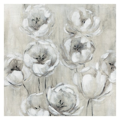 Sketchy Tulips White by Galaxy of Graphics Canvas Art Print