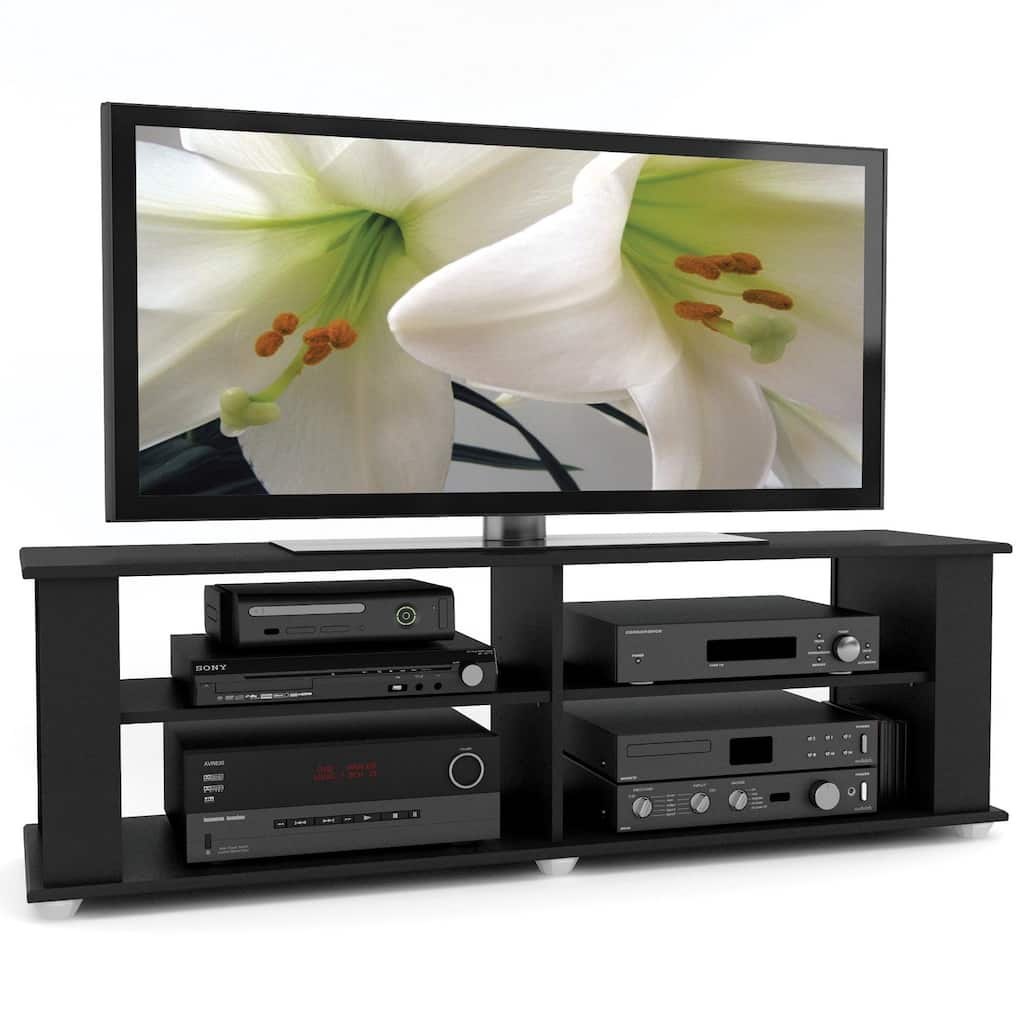 Modern Black TV Stand - Fits up to 68-inch TV - 15 x 58 x 18