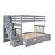 preview thumbnail 19 of 38, Multifunctional Design Wood Bunk Bed With Trundle, Stairway, Maximized Storage Space
