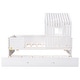 preview thumbnail 11 of 21, Twin Size House Low Loft Bed w/ Trundle Upholstered Platform Bed Frame