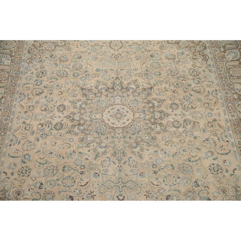 Hand Knotted Oriental 100% Wool Carpet Traditional Floral Peach Mashad Area Rug - 12' 10'' X 9' 10''