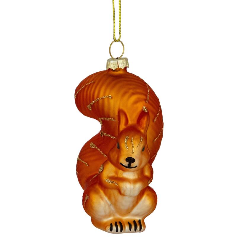 4" Brown Squirrel Hanging Glass Christmas Ornament