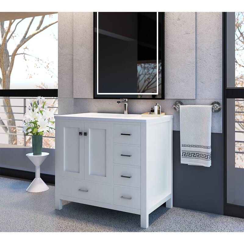 Serenity Solid-Surface Bathroom Vanity Top with Sink