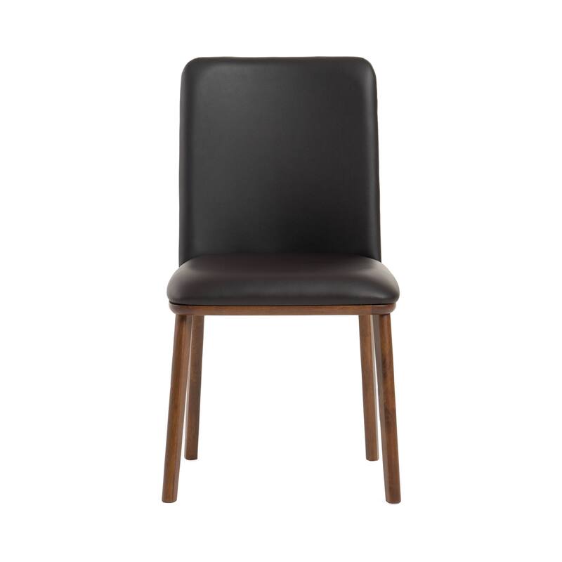 Modrest Utah Modern Walnut and Brown Eco-Leather Dining Chair- Set of 2