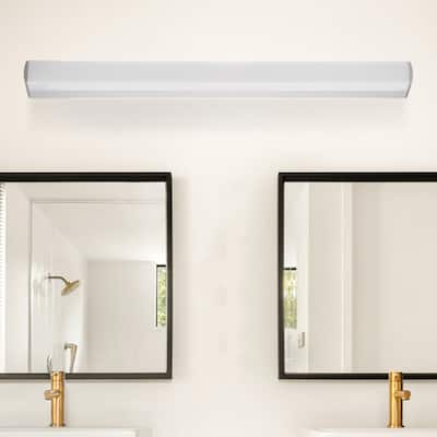 YANSUN 1-Light Integrated LED Matte Black Bath Vanity Light Bar Modern Mininalist Wall Fixture for Bathroom Mirror - 21.65 in.