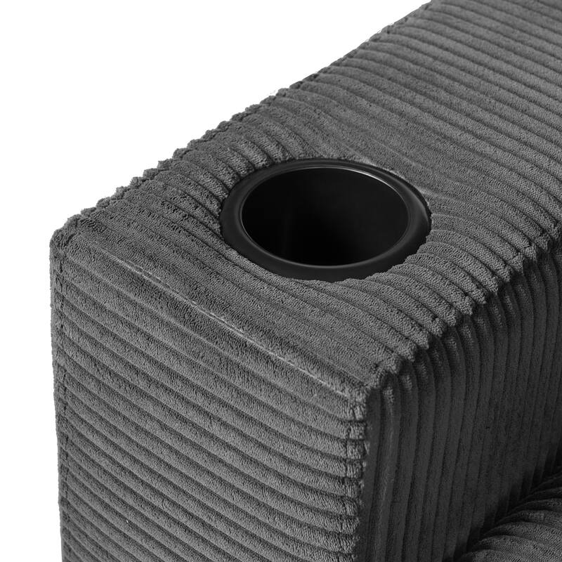 Christopher Knight Home - LuxeComfort Grey Oversized Corduroy Upholstered Chaise Lounge Chair with Storage Ottoman.